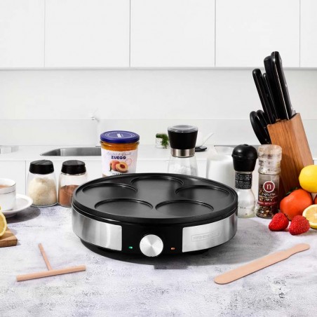 Machine à Crêpes électrique - Plaque Antiadhésive Chauffante Rapide, 600W, Livrée Avec Spatule Et Fouet