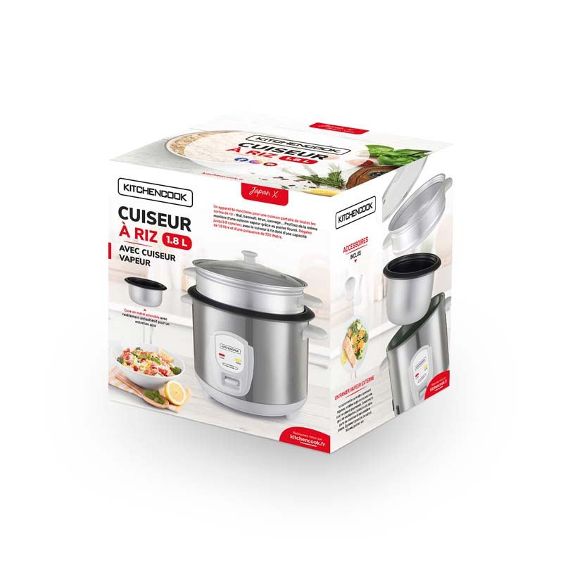 Cuiseur à riz inox 1.8L avec panier vapeur JAPAN X INOX KITCHENCOOK