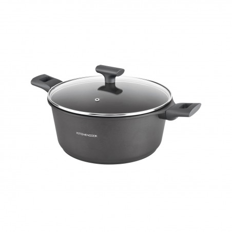 Faitout fonte d’aluminium noir 24cm TFI avec couvercle BETTY FT24TFI de Kitchencook