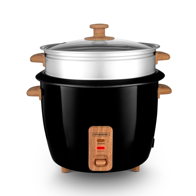 Cuiseur à riz 1,8L avec panier vapeur JAPAN X WOOD BLACK - KITCHENCOOK