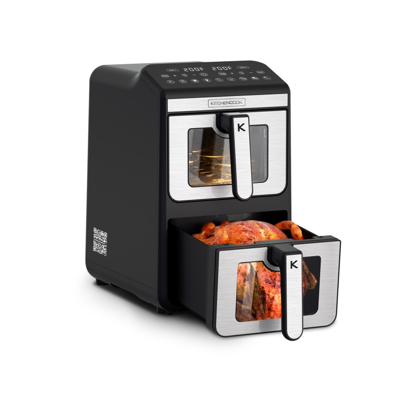 Juanita Fryzen1 Friteuse à Air 7,6L 2000W - 8 Programmes, écran Tactile LED, Fenêtre, Panier Antiadhésif - Idéale Pour Famille Nombreuse
