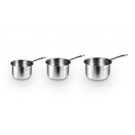 Kitchencook - Set de 3 casseroles inox - Poignée ergonomique - Compatible induction - Résistantes