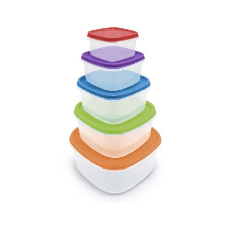 Kitchencook - KTUP5C - Multicolore - Set 5 boîtes de conservation - Empilables - Sans BPA