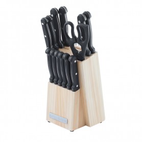 BLOC EN PIN DE 12 COUTEAUX ET CISEAUX DE CUISINE – WOOD130 KITCHENCOOK