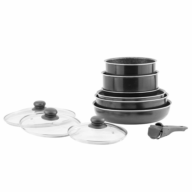 HUIOP Tasse Cantine Militaire - 3 Pièces Aluminium - Poêle + Tasse + Housse - Pour Camping & Randonnée - Léger & Solide