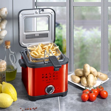 FRITEUSE COMPACTE 900W 1.5L EN ACIER INOXYDABLE MODÈLE FR1010 KITCHENCOOK