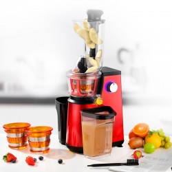 EXTRACTEUR DE FRUITS ET LEGUMES 3 TAMIS MODELE ULTIMATE RED A PRESSION DOUCE DE KITCHENCOOK