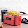 FRITEUSE SEMI-PRO INOX 2100W 3L AVEC FENÊTRE EN VERRE ROUGE KFRY DE KITCHENCOOK