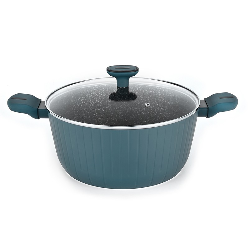 Casserole/Faitout Techwood 28cm En Aluminium Forgé - Revêtement Anti-adhésif Marbré - Compatible Induction & Tous Feux - 9