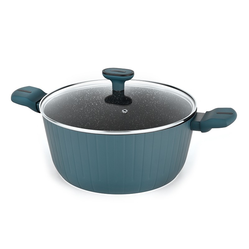 Techwood Casserole Faitout 20cm Aluminium Forgé Revêtement Marbré Anti-Adhérent - Induction